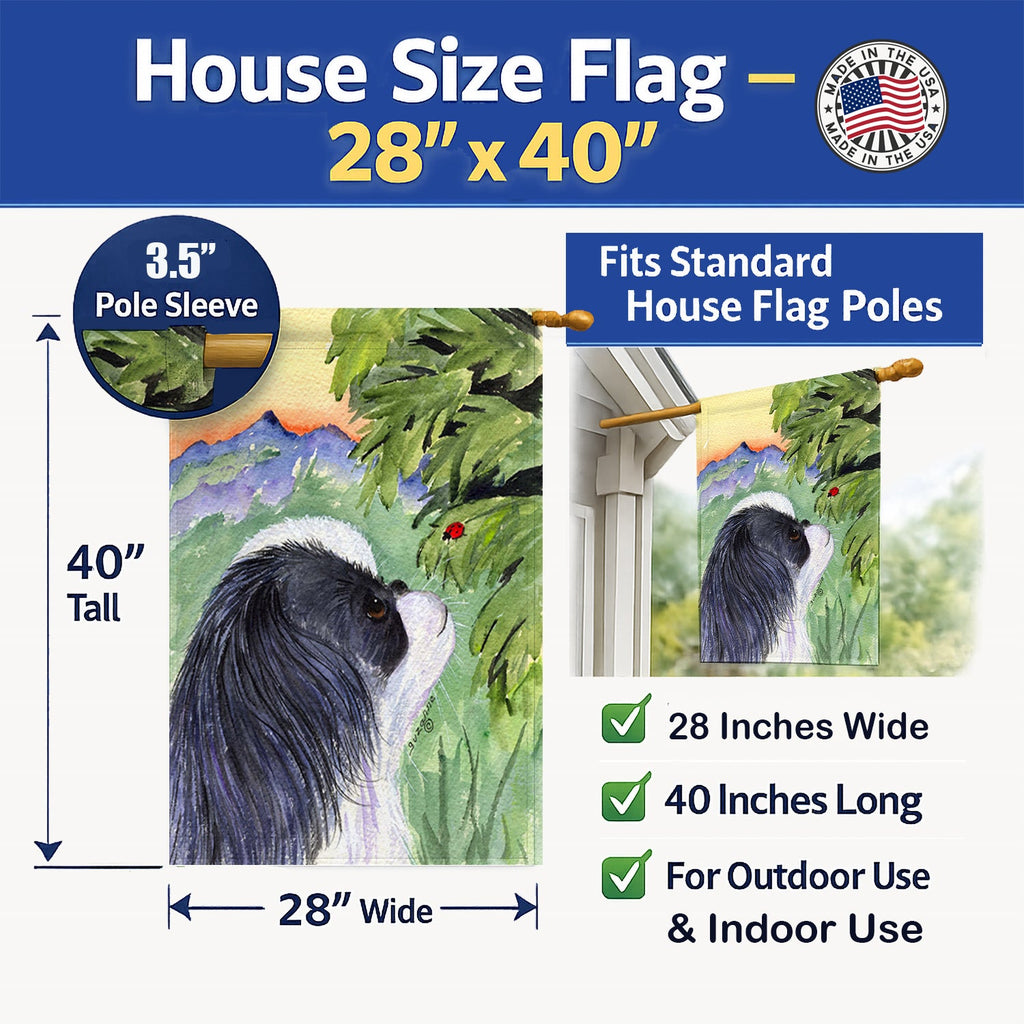 Japanese Chin House Flag 28x40 Porch Sleeve Pole Decorative Outside Yard Banner Artwork Wall Hanging, Polyester
