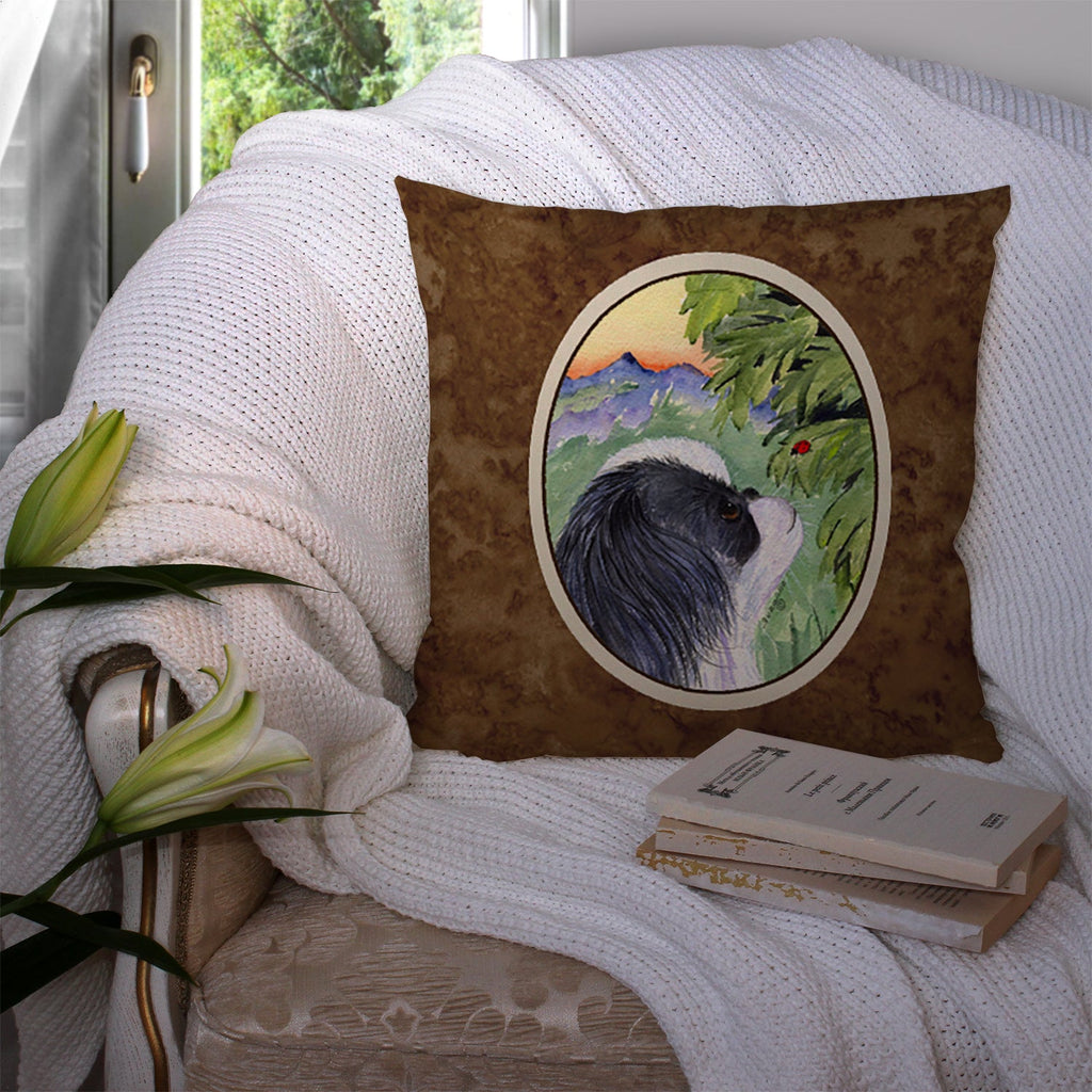 Japanese Chin Decorative Throw Pillow 14x14 Indoor Outdoor Accent Cushion, Fabric Cover with Insert for Sofa, Bed, Porch & Living Room