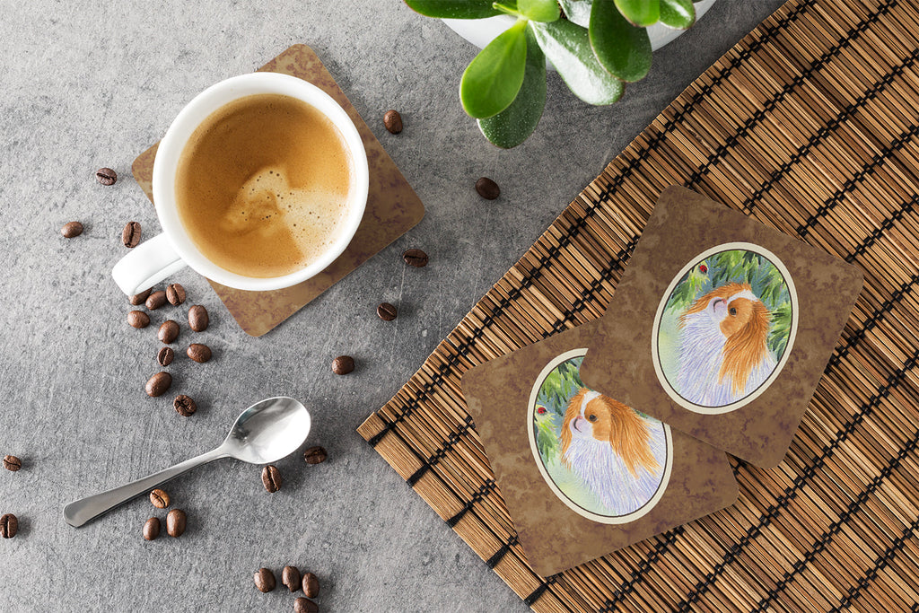 Japanese Chin Foam Coasters Set of 4 Cup Coasters for Indoor Outdoor, Tabletop Protection, Anti Slip, Mouse pad Material