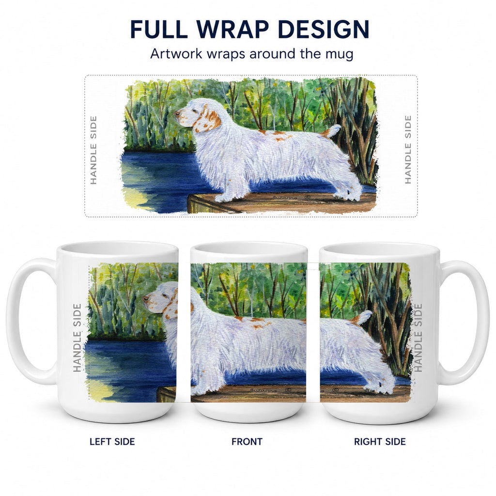 Clumber Spaniel Ceramic Coffee Mug 15 oz Decorative Large C Handle Mug Cup for Tea, Cocoa Hot Chocolate