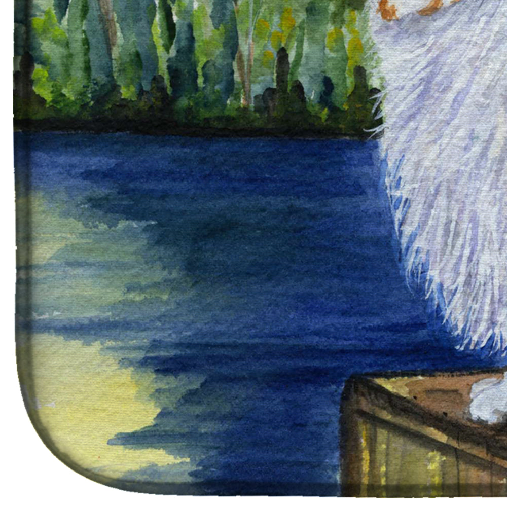 Clumber Spaniel Dish Drying Mat Absorbent Dish Drying Mat Pad for Kitchen Counter Dish Drainer Mat for Countertop, 14 x 21", Multicolor