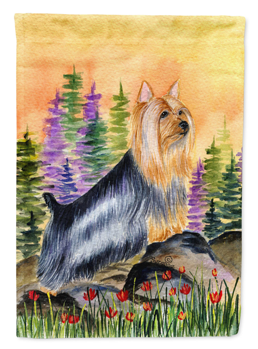 Silky Terrier House Flag 28x40 Porch Sleeve Pole Decorative Outside Yard Banner Artwork Wall Hanging, Polyester