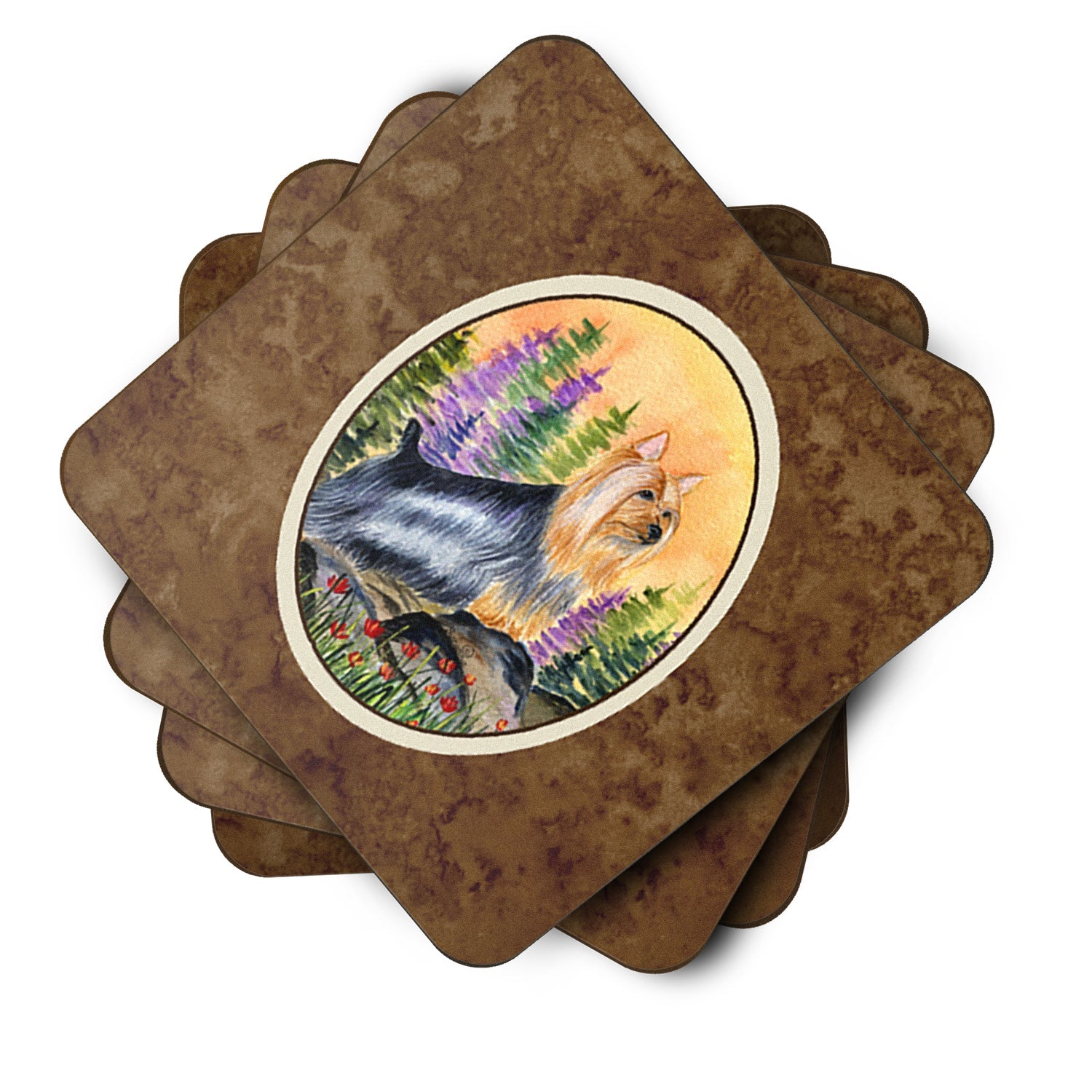 Silky Terrier Foam Coasters Set of 4 Cup Coasters for Indoor Outdoor, Tabletop Protection, Anti Slip, Mouse pad Material