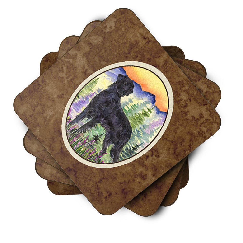 Flat Coated Retriever Foam Coasters Set of 4 Cup Coasters for Indoor Outdoor, Tabletop Protection, Anti Slip, Mouse pad Material
