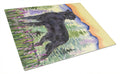 Flat Coated Retriever Cutting Board Tempered Glass Kitchen Cutting Surface, Heat Resistant Chopping, Non-Slip Feet, Food Prep & Serving