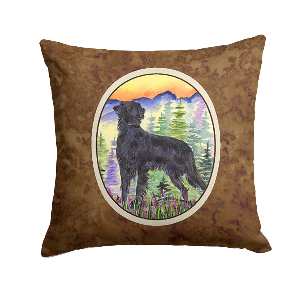 Flat Coated Retriever Decorative Throw Pillow 14x14 Indoor Outdoor Accent Cushion, Fabric Cover with Insert for Sofa, Bed, Porch & Living Room