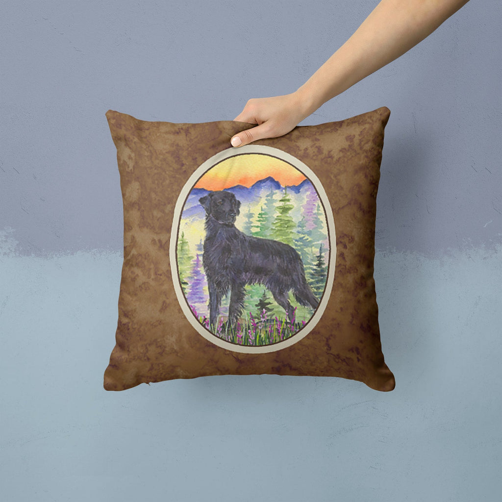 Flat Coated Retriever Decorative Throw Pillow 14x14 Indoor Outdoor Accent Cushion, Fabric Cover with Insert for Sofa, Bed, Porch & Living Room