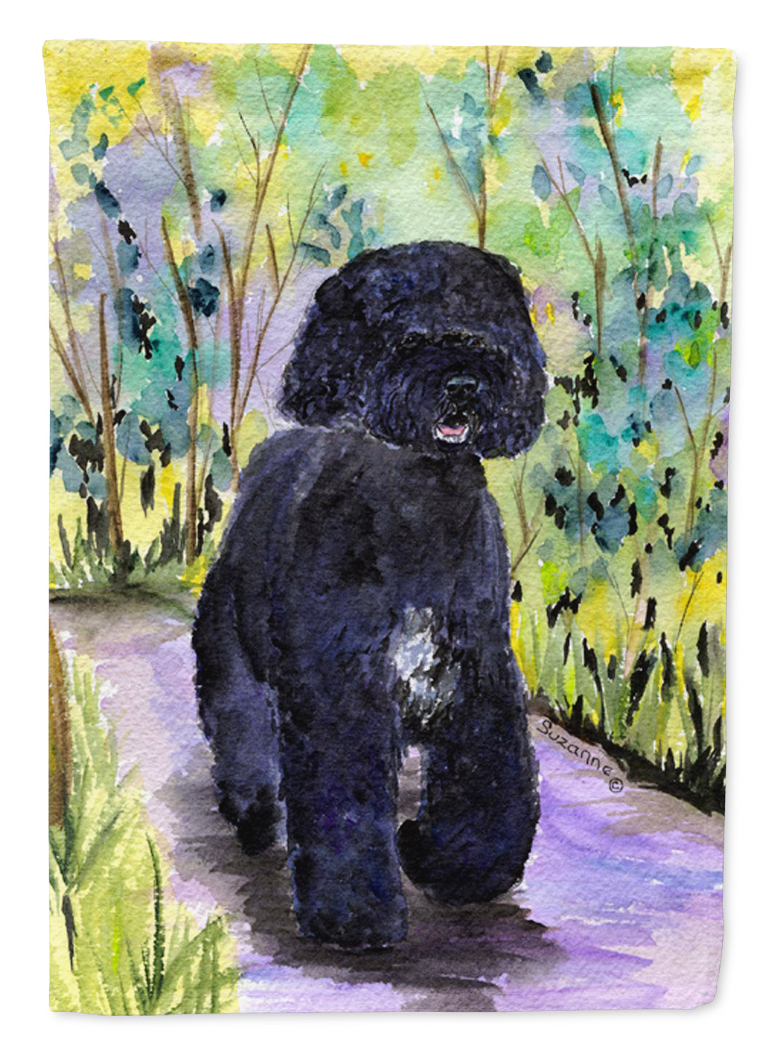 Portuguese Water Dog House Flag 28x40 Porch Sleeve Pole Decorative Outside Yard Banner Artwork Wall Hanging, Polyester