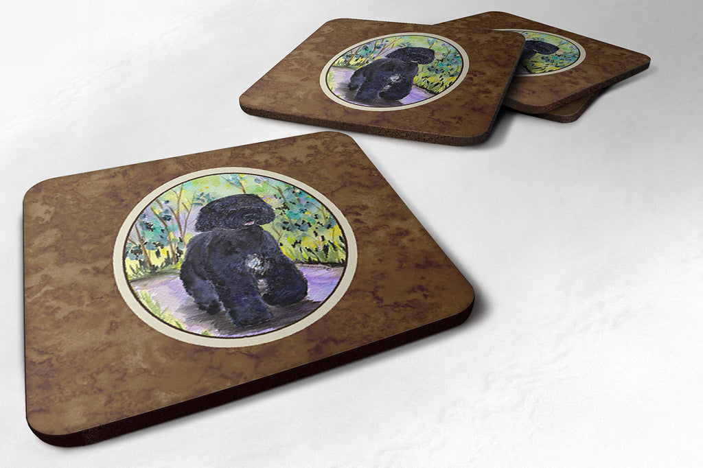 Portuguese Water Dog Foam Coasters Set of 4 Cup Coasters for Indoor Outdoor, Tabletop Protection, Anti Slip, Mouse pad Material