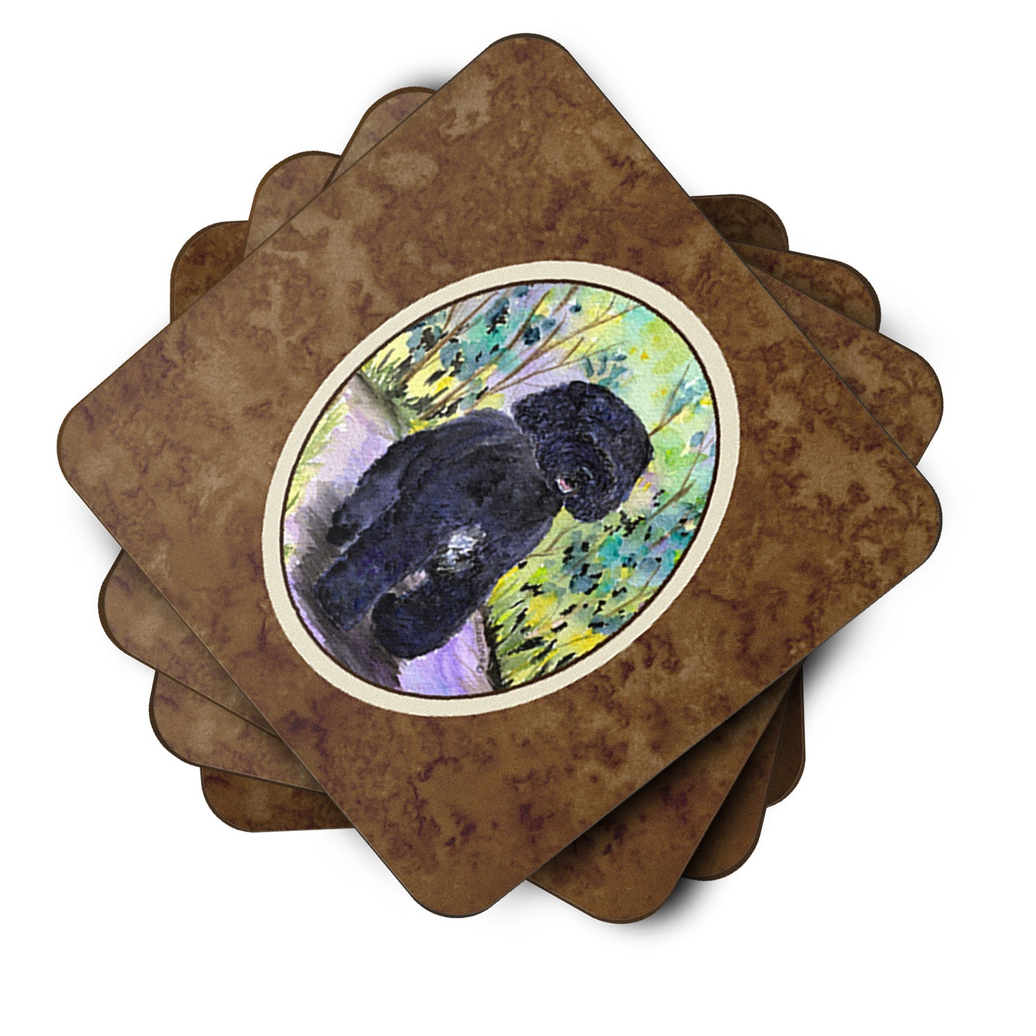 Portuguese Water Dog Foam Coasters Set of 4 Cup Coasters for Indoor Outdoor, Tabletop Protection, Anti Slip, Mouse pad Material