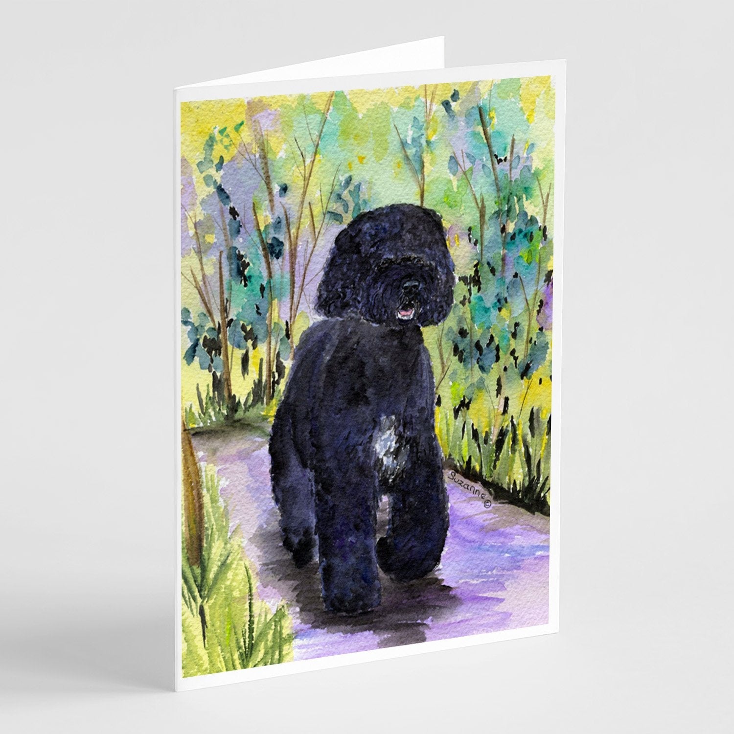 Portuguese Water Dog Greeting Cards Pack of 8 Blank Cards with Envelopes Whimsical A7 Size 5x7