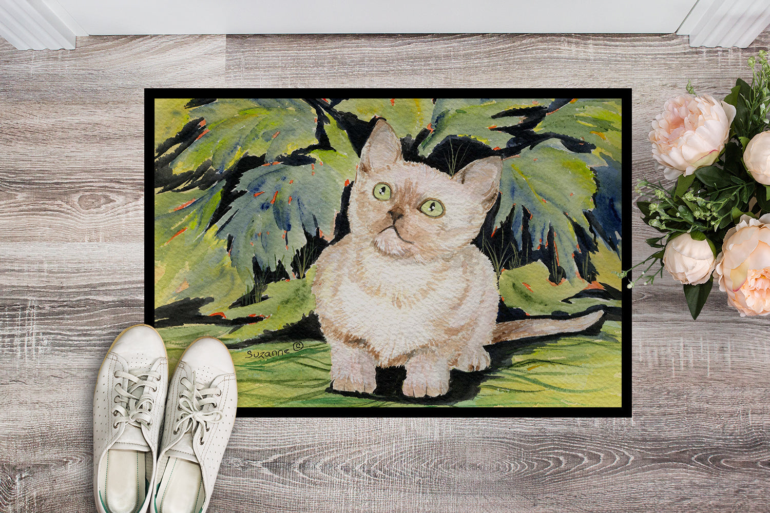 Cat - Burmese Doormat Indoor Outdoor 24H X 36W Front Door Mat Rugs for Entryway, Non Slip Washable Low Pile,