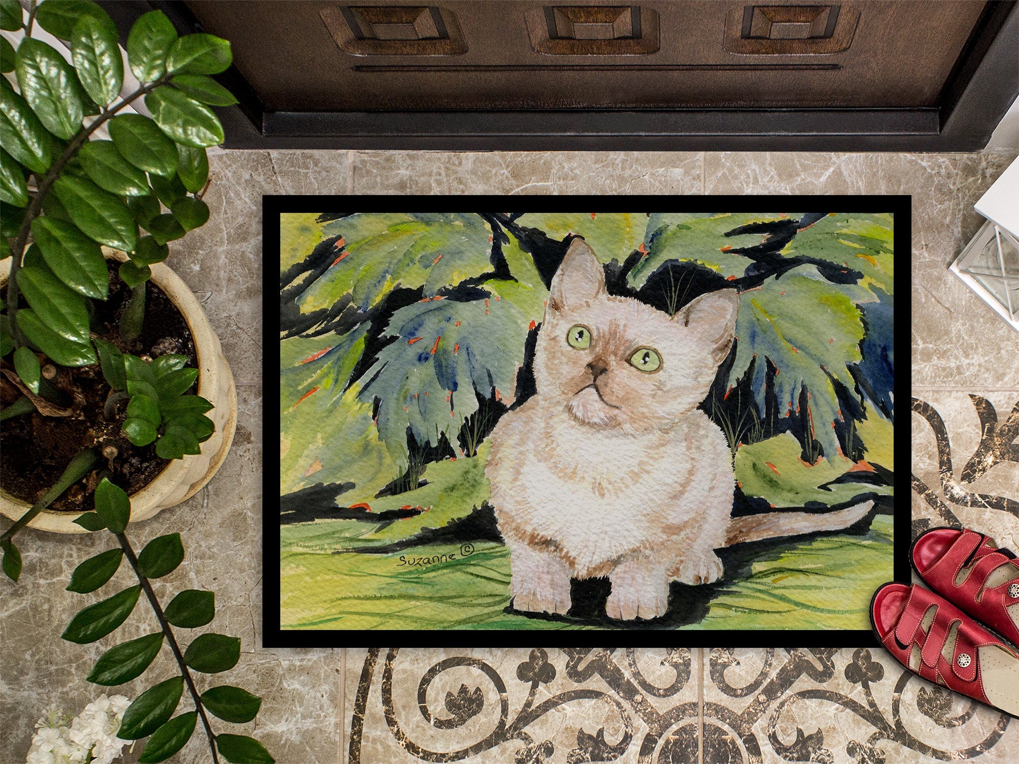 Cat - Burmese Doormat Indoor Outdoor 24H X 36W Front Door Mat Rugs for Entryway, Non Slip Washable Low Pile,