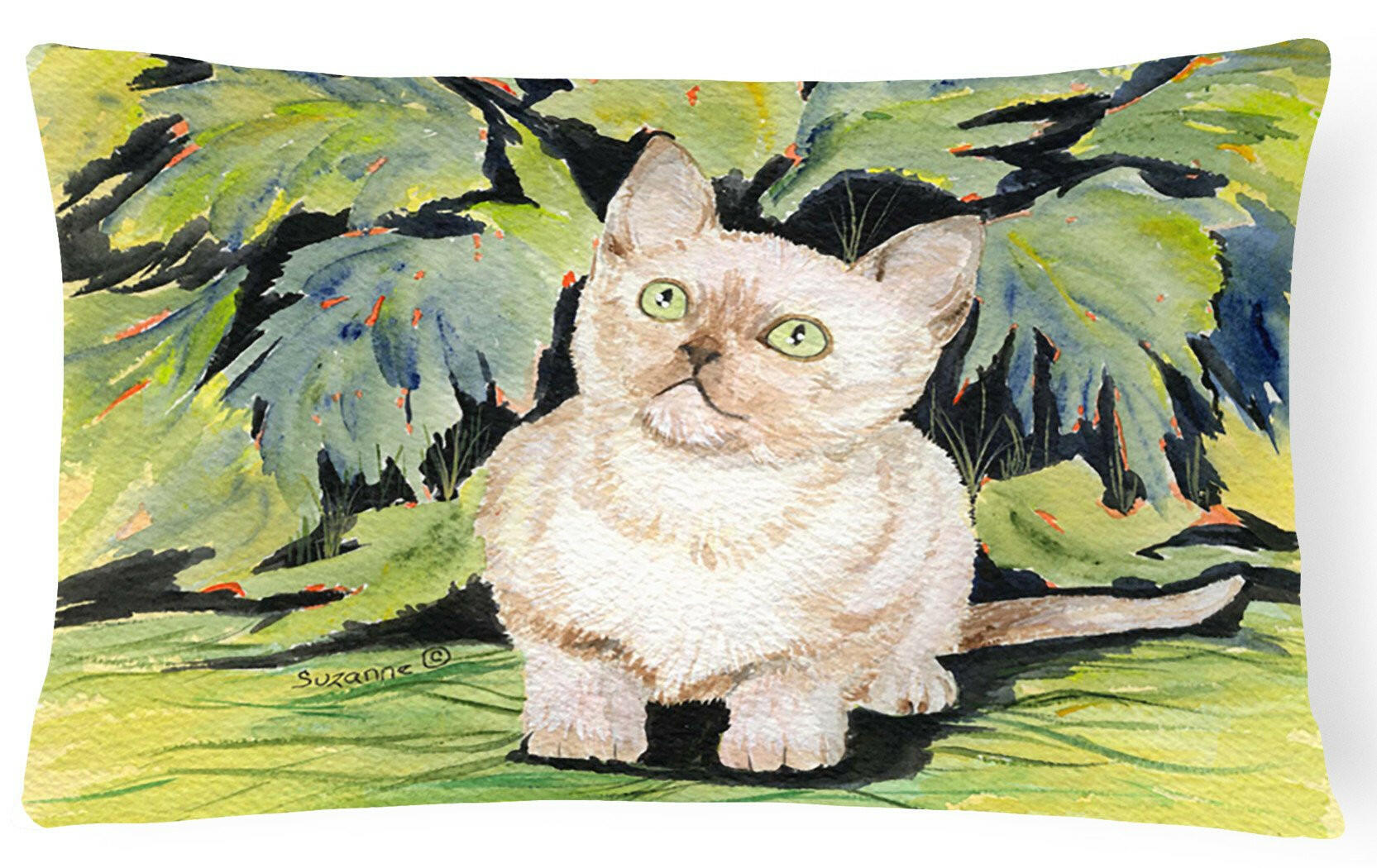 Cat - Burmese Decorative Throw Pillow 12x16 Indoor Outdoor Accent Cushion, Fabric Cover with Insert for Sofa, Bed, Porch & Living Room
