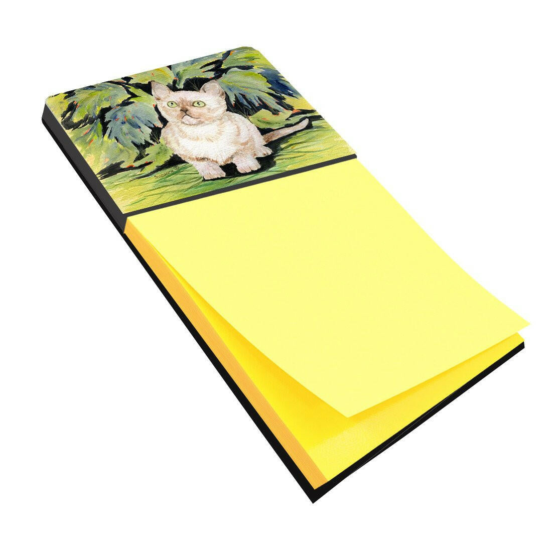 Cat - Burmese Watercolor Sticky Note Holder Refillable Dispenser Desk Accessory 3x3 Pad Gift