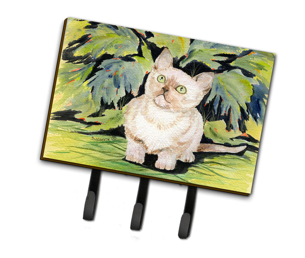 Cat - Burmese Leash or Key Holder Wall Hooks, Coat Rack Wall Mount, for Hanging Keys, Towels, Aprons, Leashes