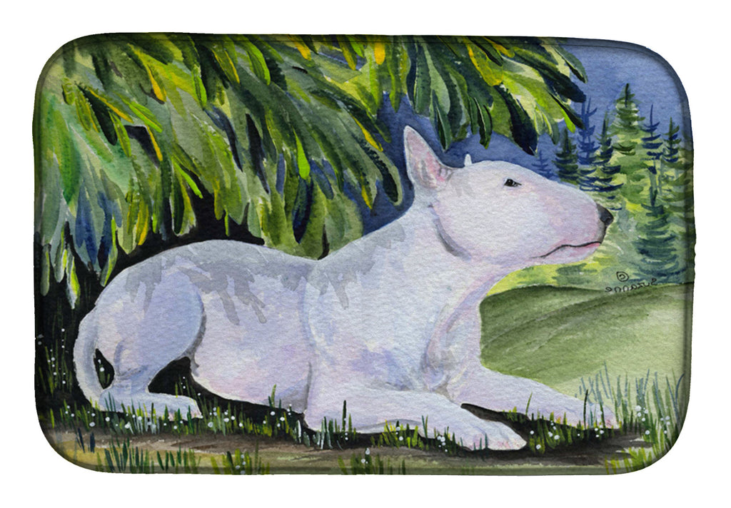Bull Terrier Dish Drying Mat Absorbent Dish Drying Mat Pad for Kitchen Counter Dish Drainer Mat for Countertop, 14 x 21", Multicolor