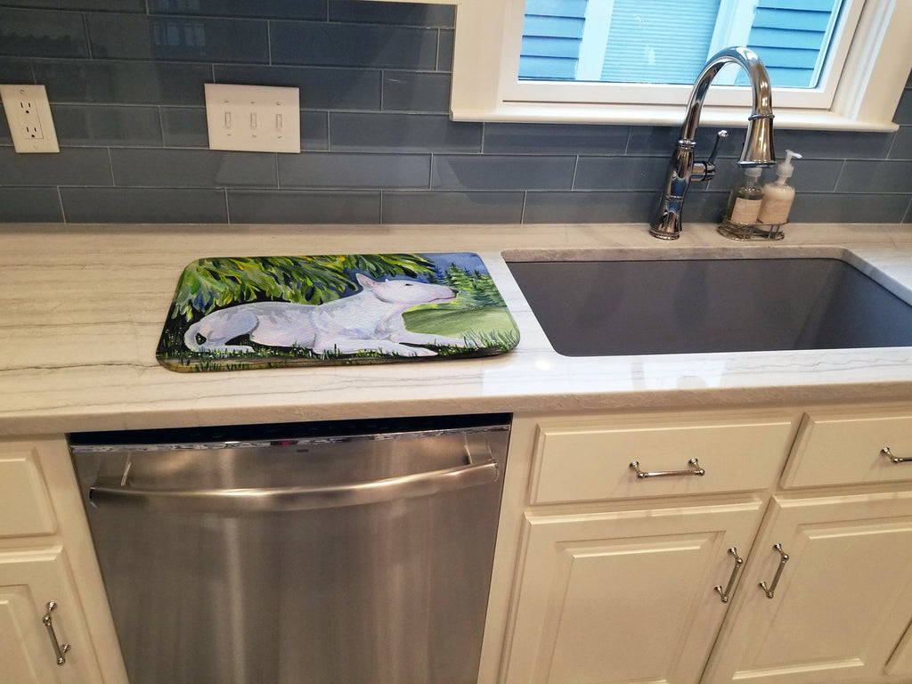 Bull Terrier Dish Drying Mat Absorbent Dish Drying Mat Pad for Kitchen Counter Dish Drainer Mat for Countertop, 14 x 21", Multicolor