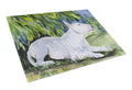 Bull Terrier Cutting Board Tempered Glass Kitchen Cutting Surface, Heat Resistant Chopping, Non-Slip Feet, Food Prep & Serving