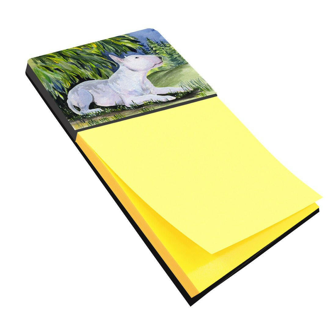 Bull Terrier Watercolor Sticky Note Holder Refillable Dispenser Desk Accessory 3x3 Pad Gift