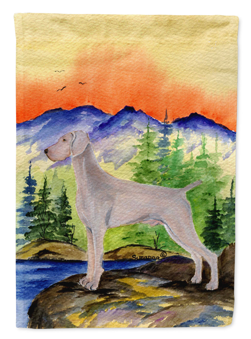 Weimaraner House Flag 28x40 Porch Sleeve Pole Decorative Outside Yard Banner Artwork Wall Hanging, Polyester