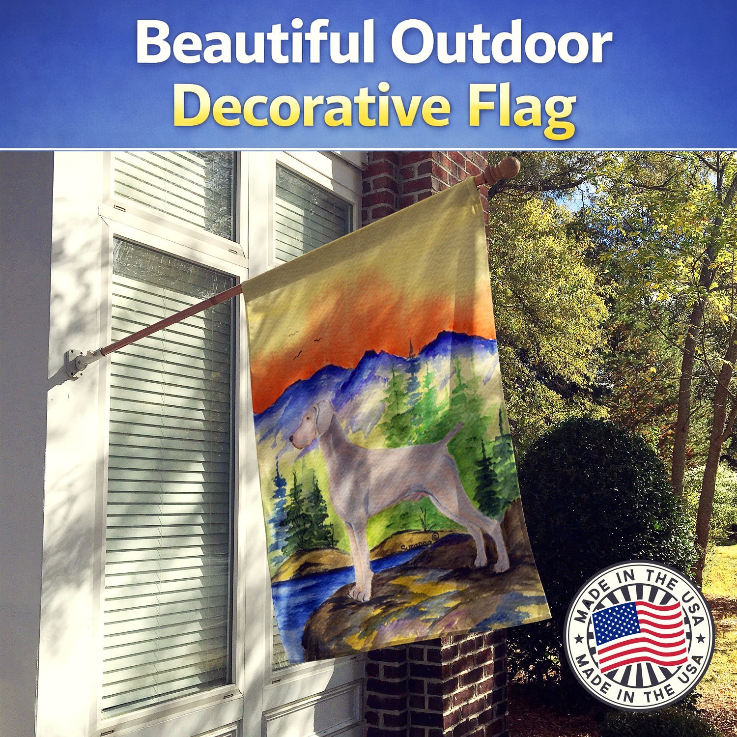 Weimaraner House Flag 28x40 Porch Sleeve Pole Decorative Outside Yard Banner Artwork Wall Hanging, Polyester