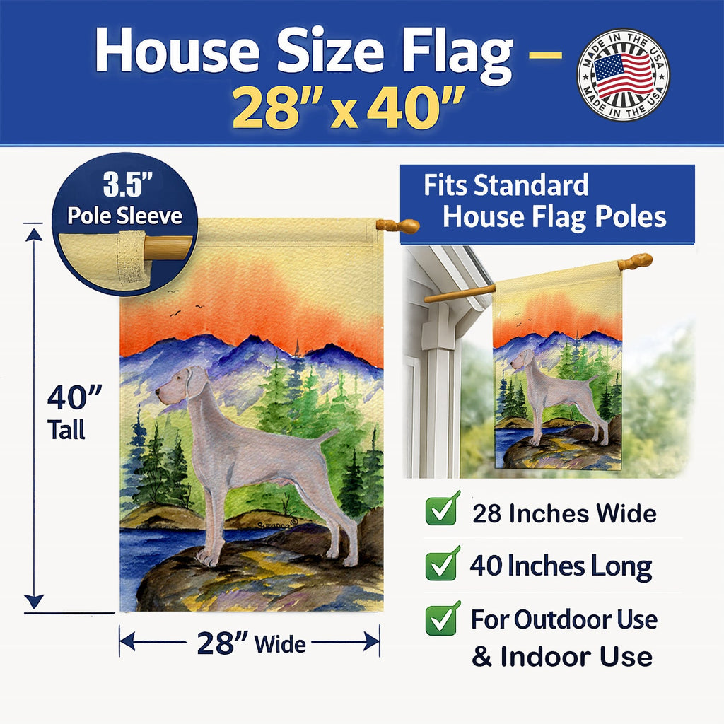 Weimaraner House Flag 28x40 Porch Sleeve Pole Decorative Outside Yard Banner Artwork Wall Hanging, Polyester