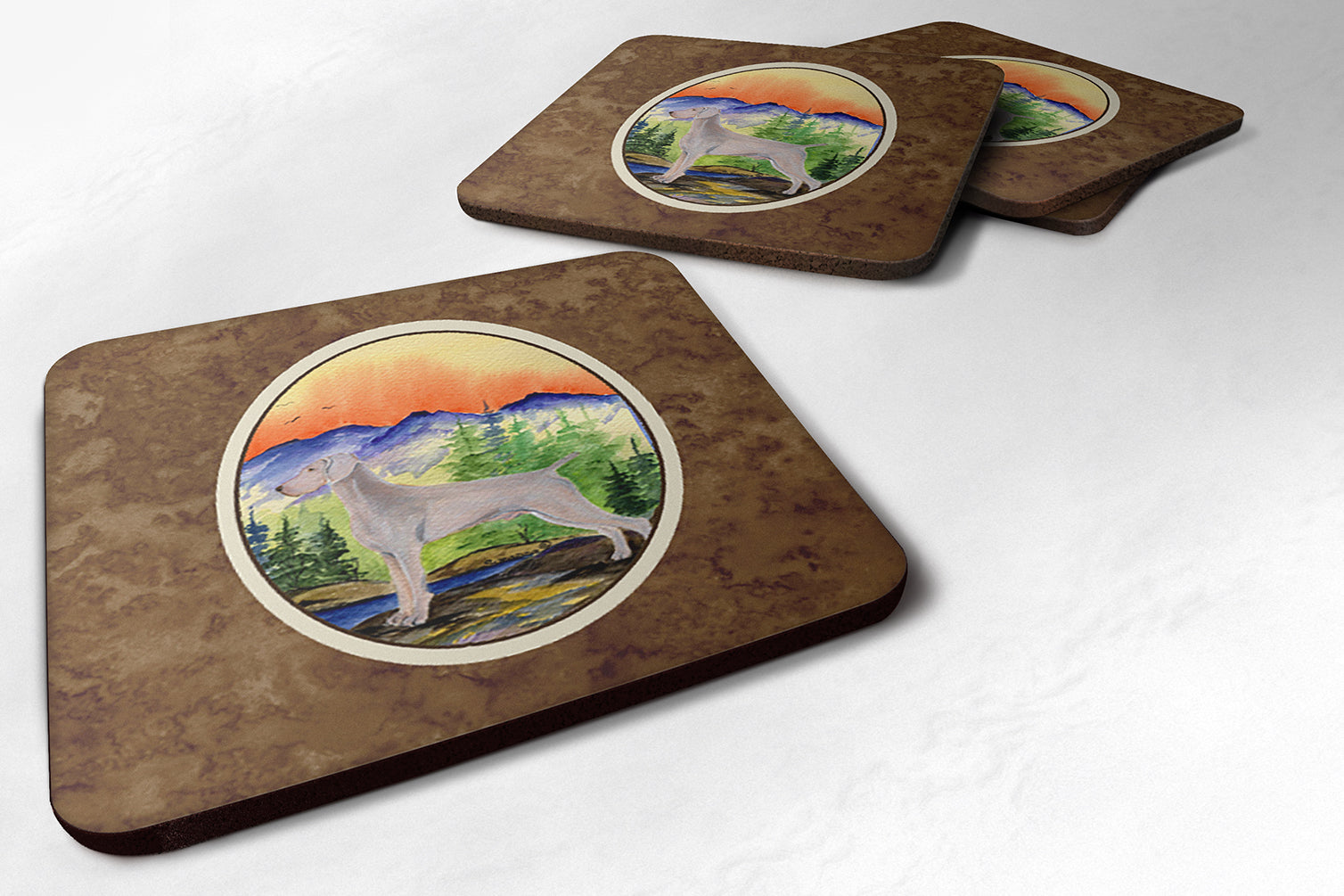 Weimaraner Foam Coasters Set of 4 Cup Coasters for Indoor Outdoor, Tabletop Protection, Anti Slip, Mouse pad Material