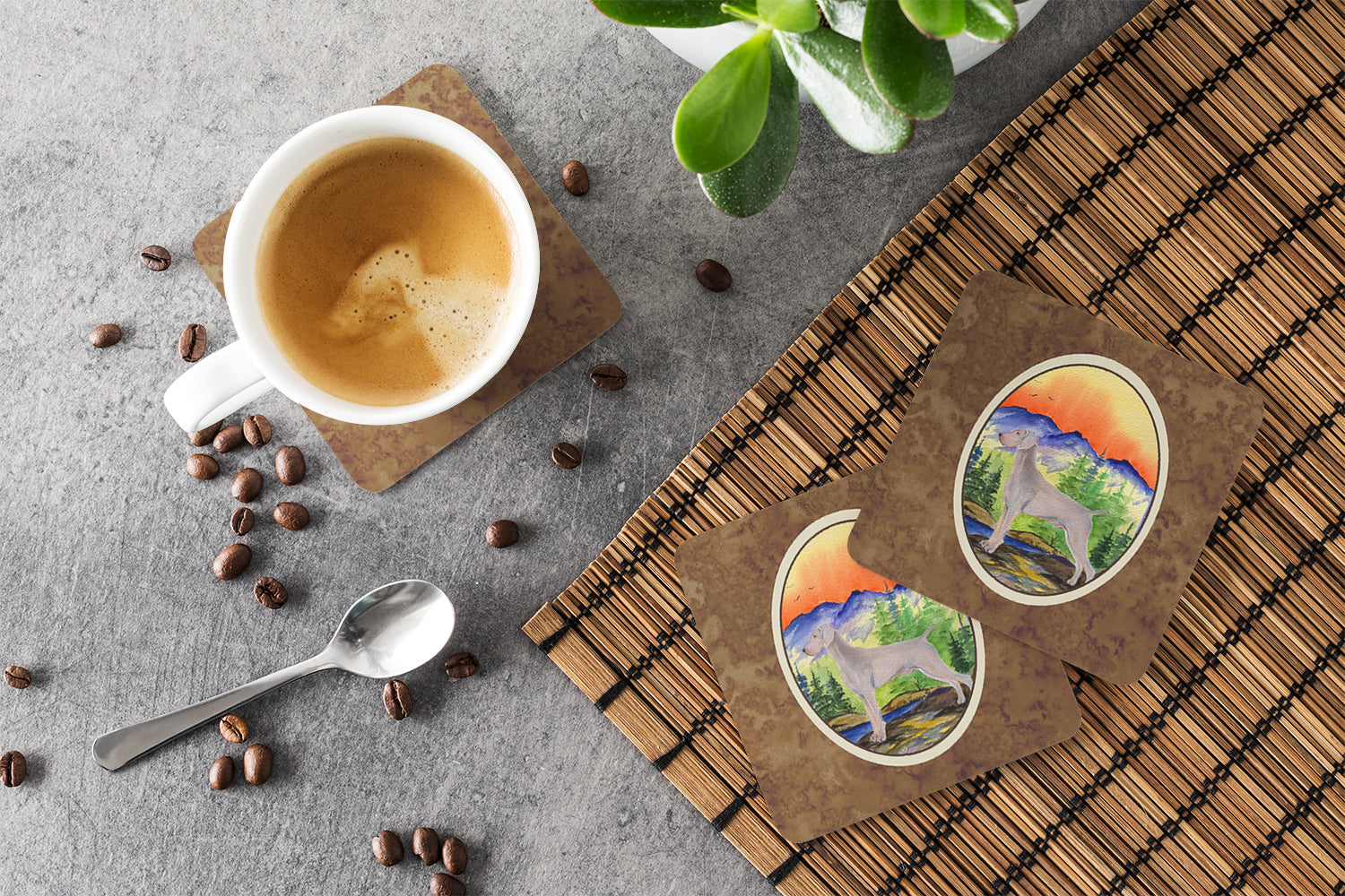 Weimaraner Foam Coasters Set of 4 Cup Coasters for Indoor Outdoor, Tabletop Protection, Anti Slip, Mouse pad Material