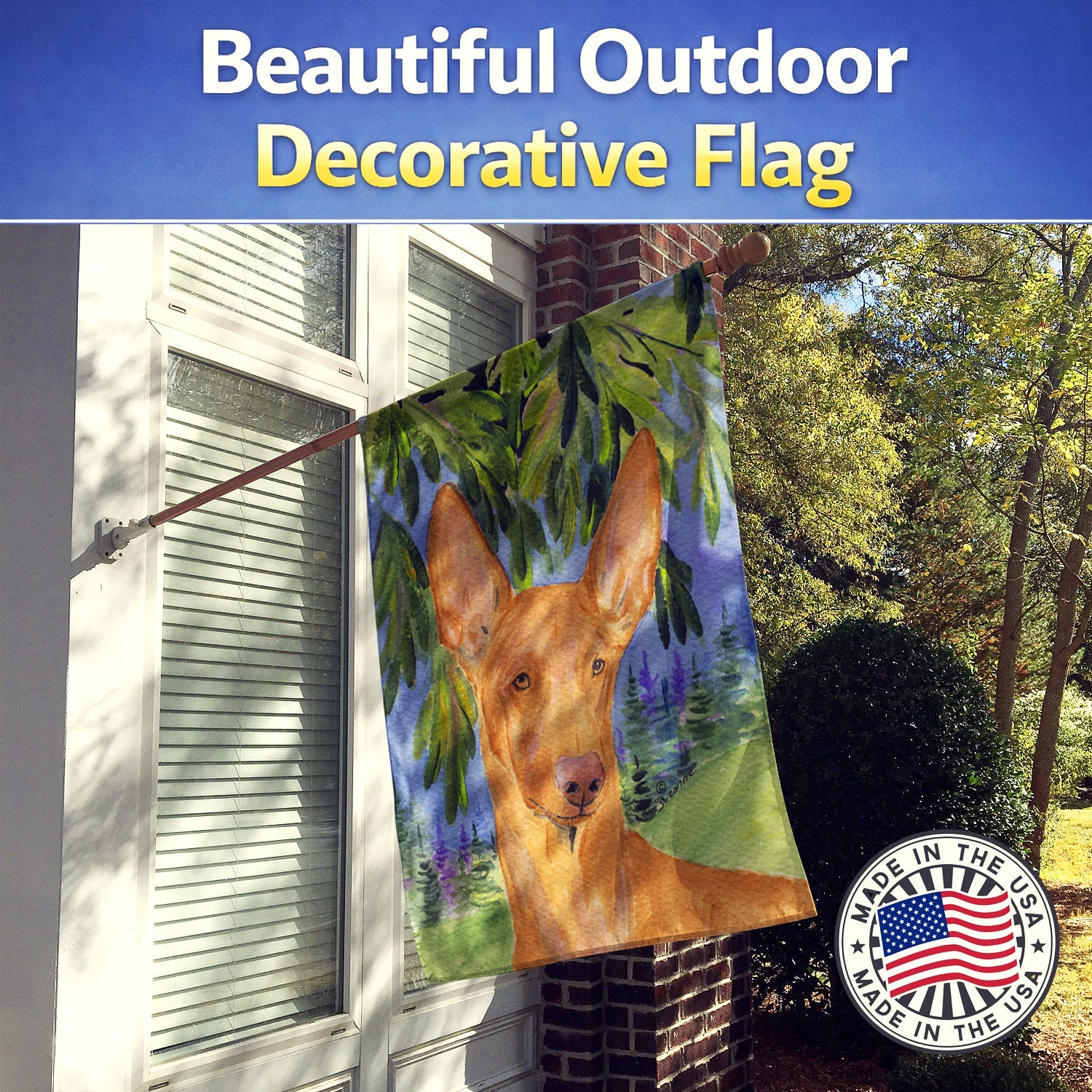 Pharoh Hound House Flag 28x40 Porch Sleeve Pole Decorative Outside Yard Banner Artwork Wall Hanging, Polyester