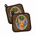 Pharoh Hound Pot Holder Set of 2 Heat Resistant Quilted Hot Pads 7.5 x 7.5 Inch, Insulated Kitchen Trivets for Cooking & Baking