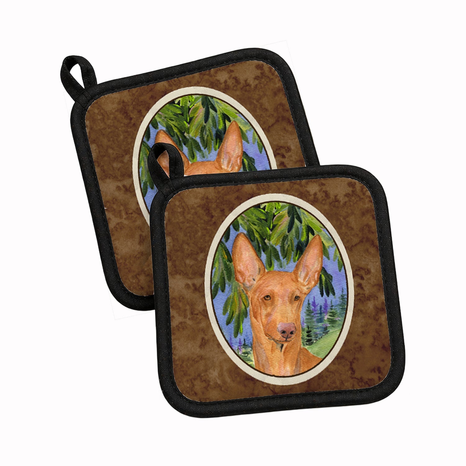 Pharoh Hound Pot Holder Set of 2 Heat Resistant Quilted Hot Pads 7.5 x 7.5 Inch, Insulated Kitchen Trivets for Cooking & Baking