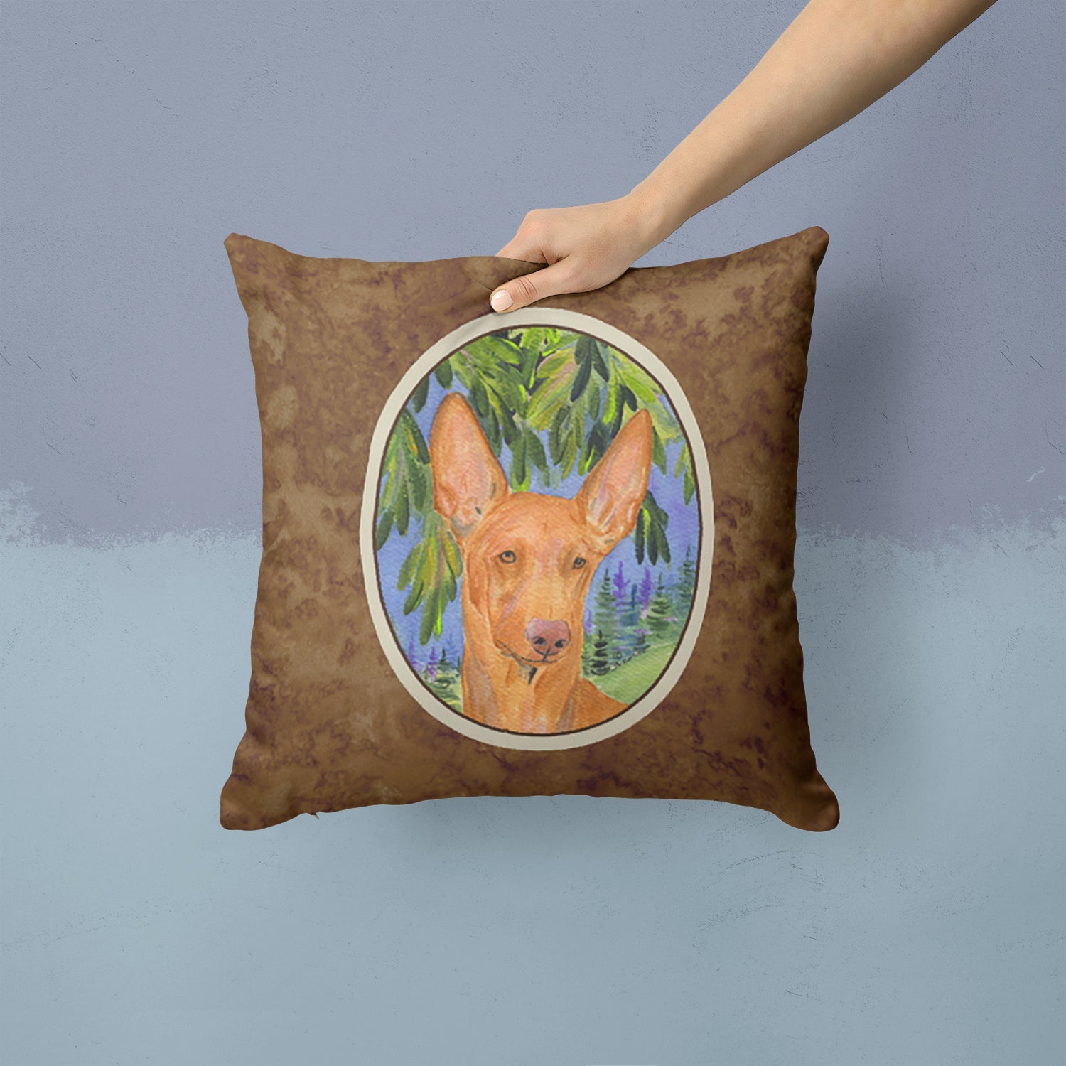 Pharoh Hound Decorative Throw Pillow 14x14 Indoor Outdoor Accent Cushion, Fabric Cover with Insert for Sofa, Bed, Porch & Living Room