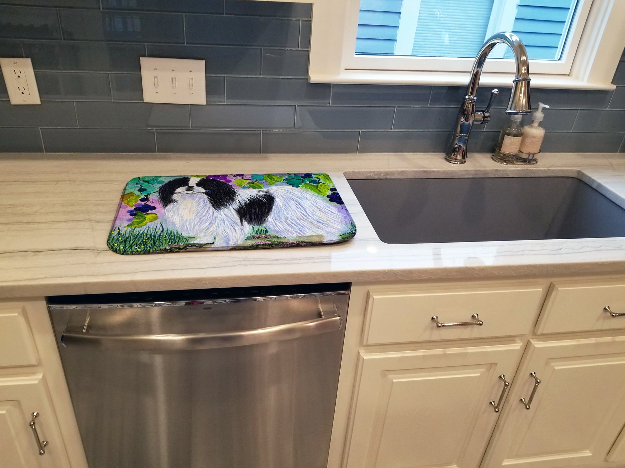 Japanese Chin Dish Drying Mat Absorbent Dish Drying Mat Pad for Kitchen Counter Dish Drainer Mat for Countertop, 14 x 21", Multicolor