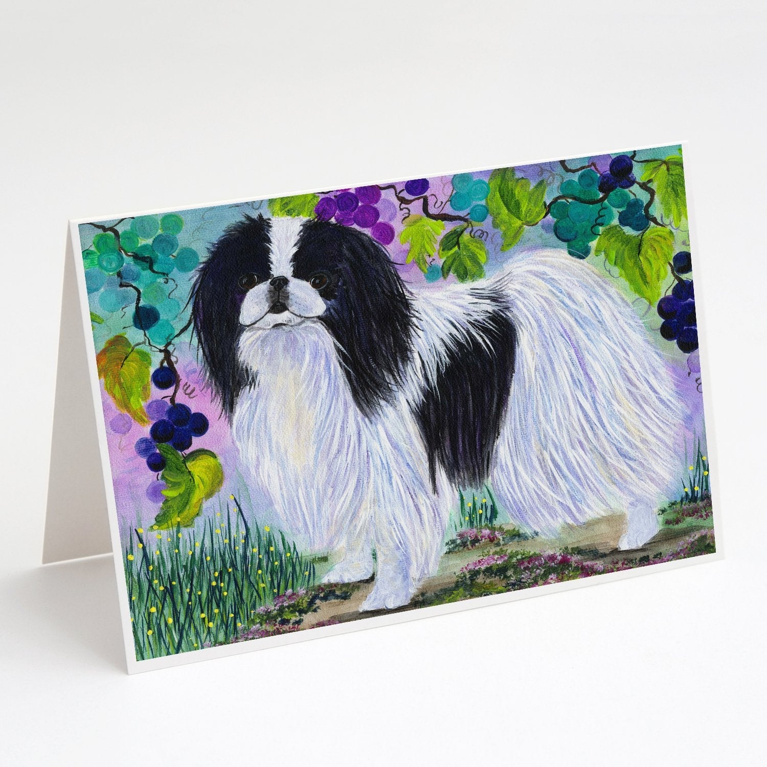 Japanese Chin Greeting Cards Pack of 8 Blank Cards with Envelopes Whimsical A7 Size 5x7