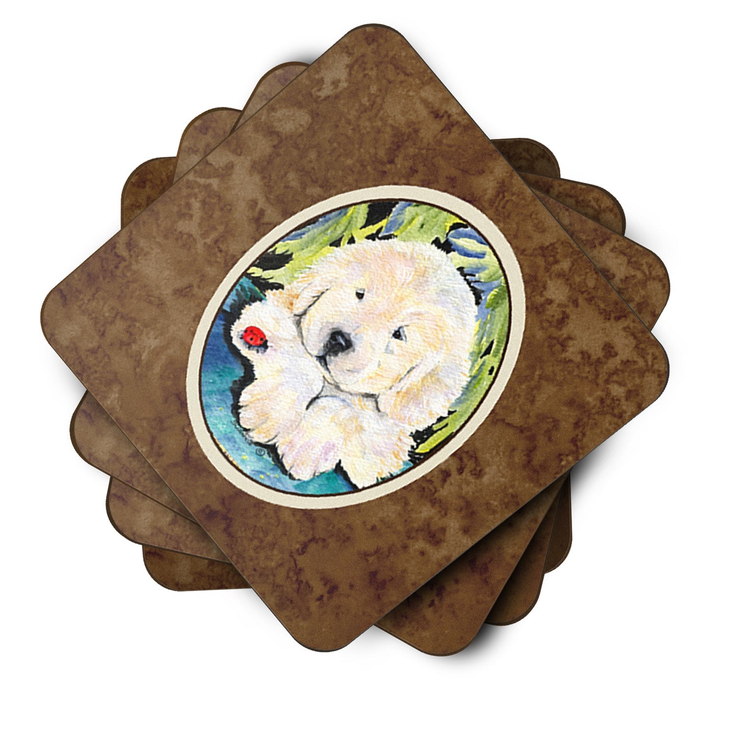 Golden Retriever Foam Coasters Set of 4 Cup Coasters for Indoor Outdoor, Tabletop Protection, Anti Slip, Mouse pad Material