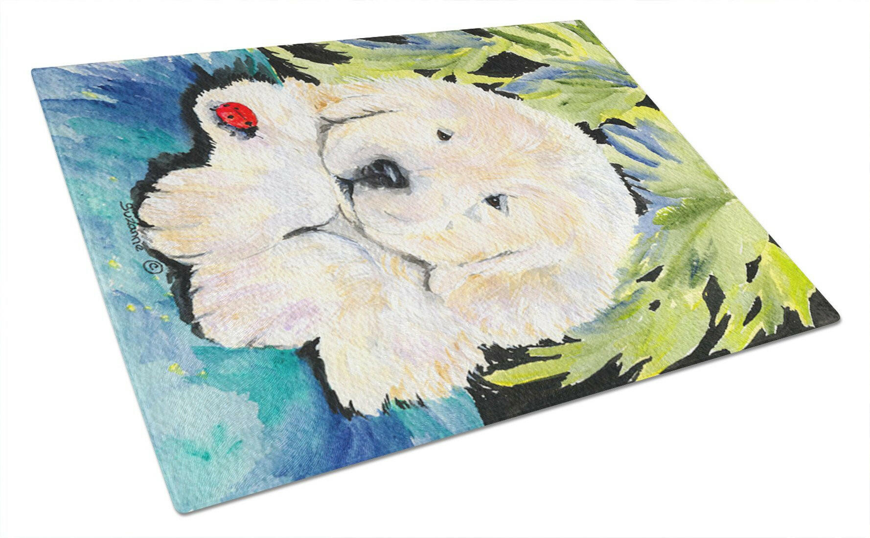 Golden Retriever Cutting Board Tempered Glass Kitchen Cutting Surface, Heat Resistant Chopping, Non-Slip Feet, Food Prep & Serving