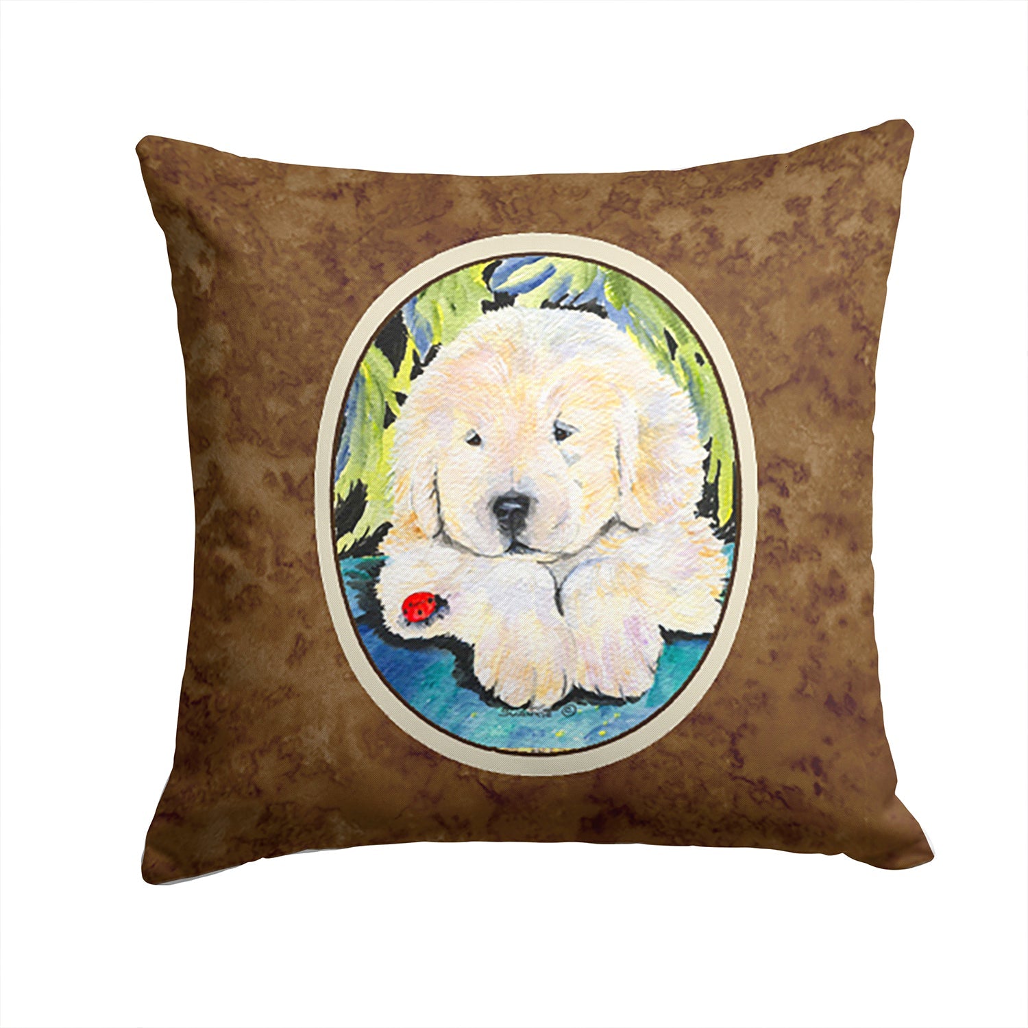 Golden Retriever Decorative Throw Pillow 14x14 Indoor Outdoor Accent Cushion, Fabric Cover with Insert for Sofa, Bed, Porch & Living Room