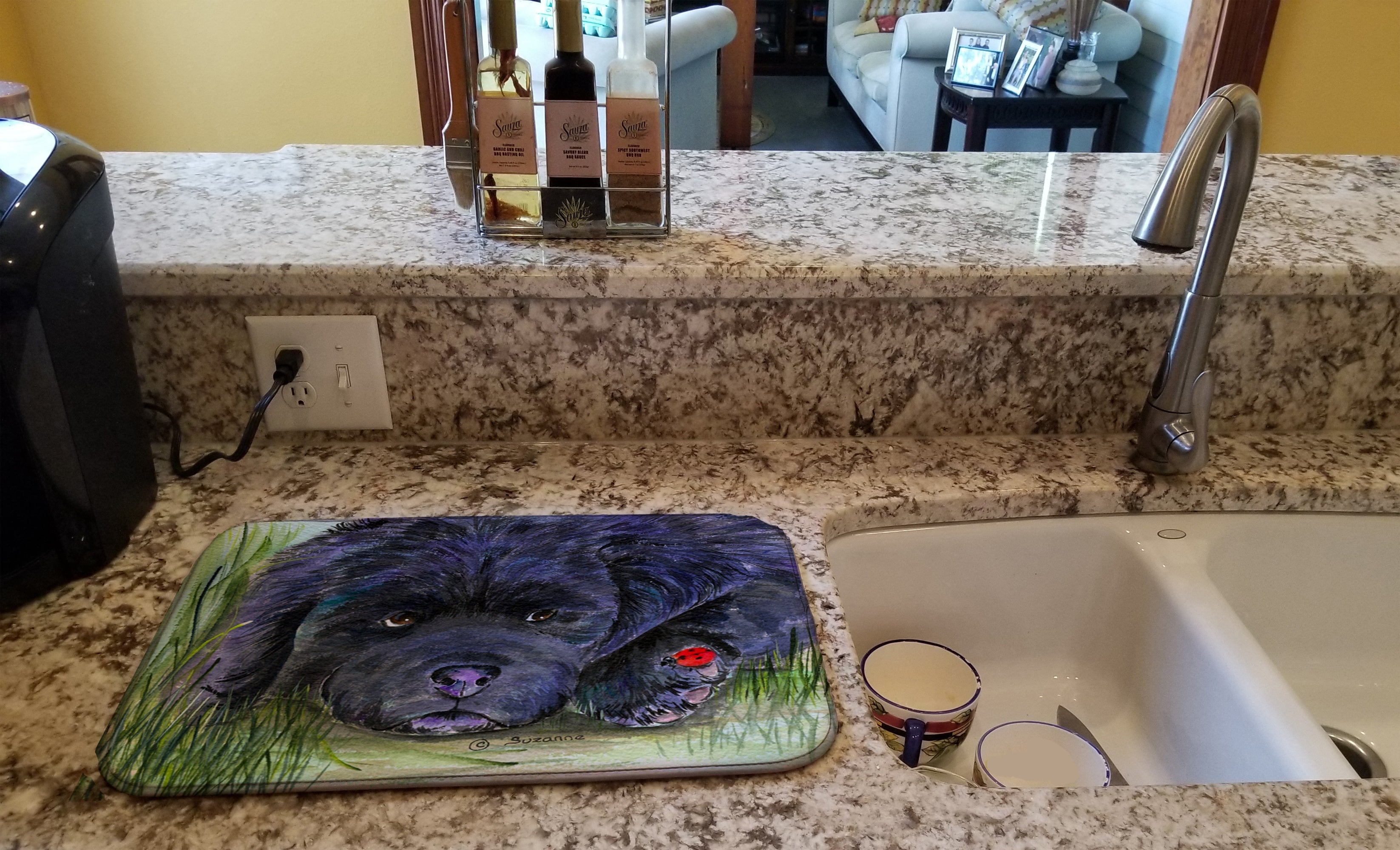 Newfoundland Dish Drying Mat Absorbent Dish Drying Mat Pad for Kitchen Counter Dish Drainer Mat for Countertop, 14 x 21", Multicolor