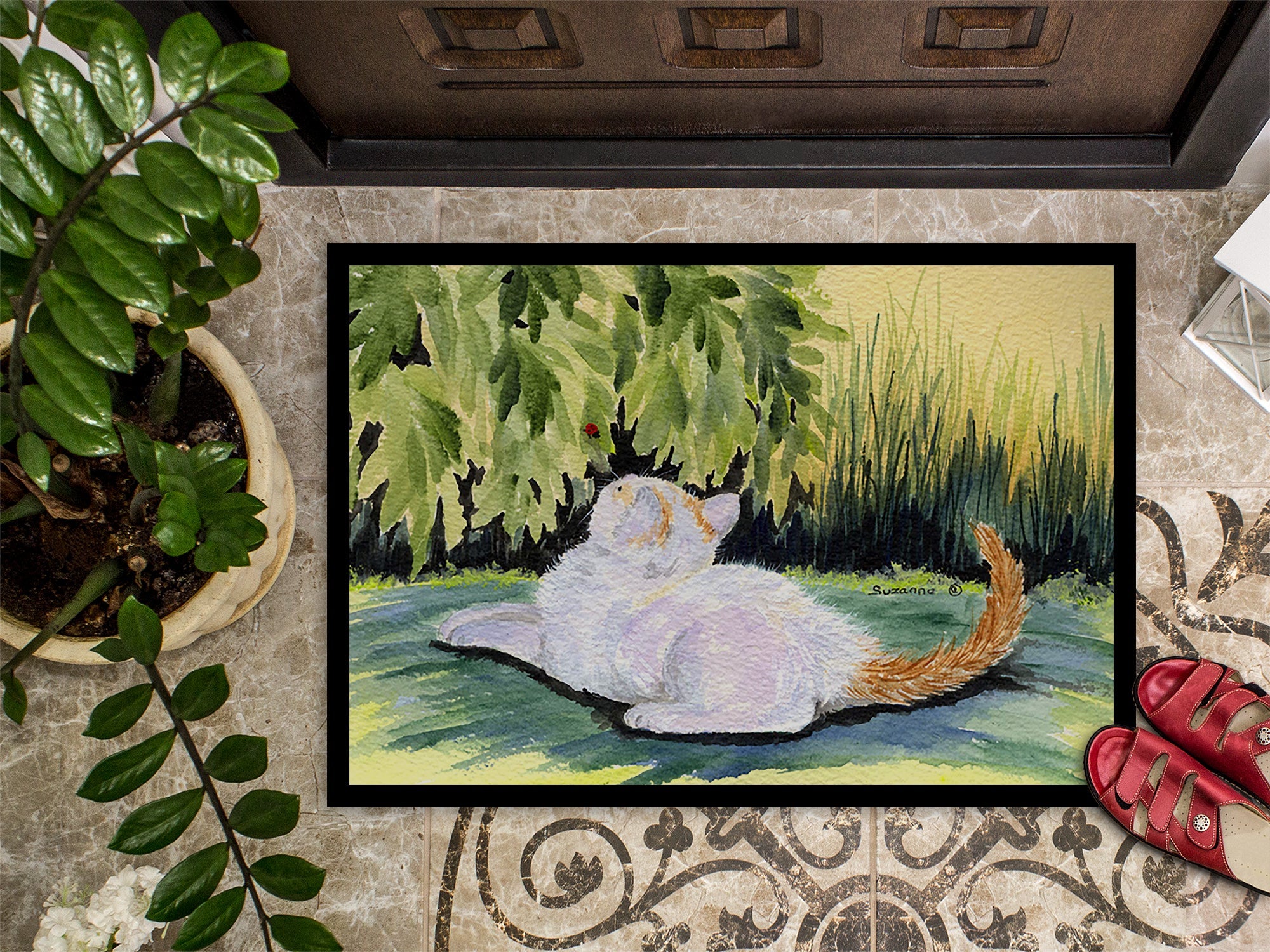 Cat Doormat Indoor Outdoor 24H X 36W Front Door Mat Rugs for Entryway, Non Slip Washable Low Pile,