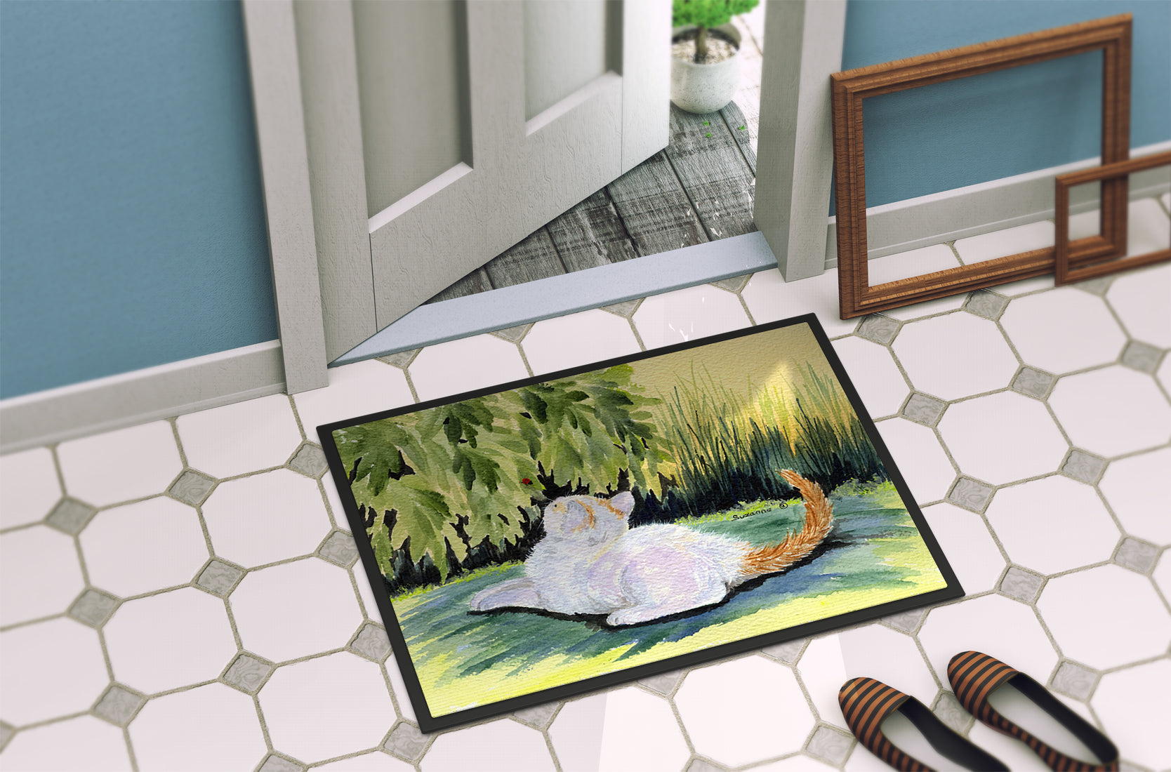 Cat Doormat Indoor Outdoor 24H X 36W Front Door Mat Rugs for Entryway, Non Slip Washable Low Pile,