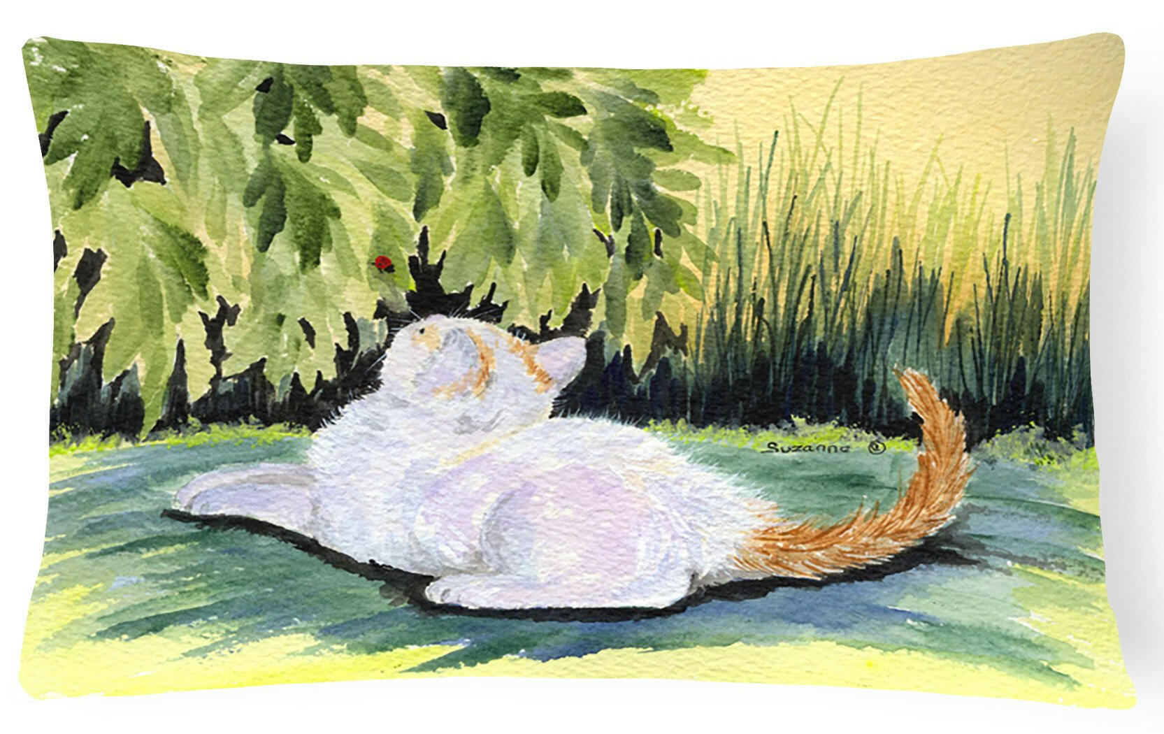 Cat Decorative Throw Pillow 12x16 Indoor Outdoor Accent Cushion, Fabric Cover with Insert for Sofa, Bed, Porch & Living Room
