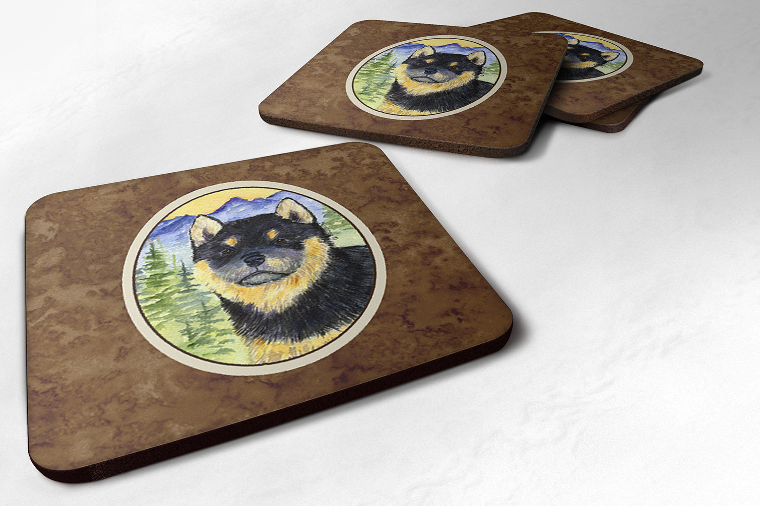 Shiba Inu Foam Coasters Set of 4 Cup Coasters for Indoor Outdoor, Tabletop Protection, Anti Slip, Mouse pad Material