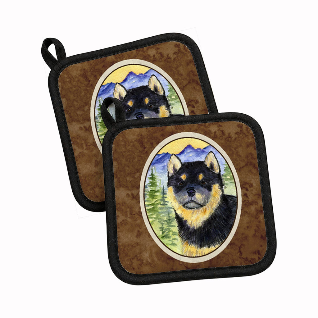 Shiba Inu Pot Holder Set of 2 Heat Resistant Quilted Hot Pads 7.5 x 7.5 Inch, Insulated Kitchen Trivets for Cooking & Baking
