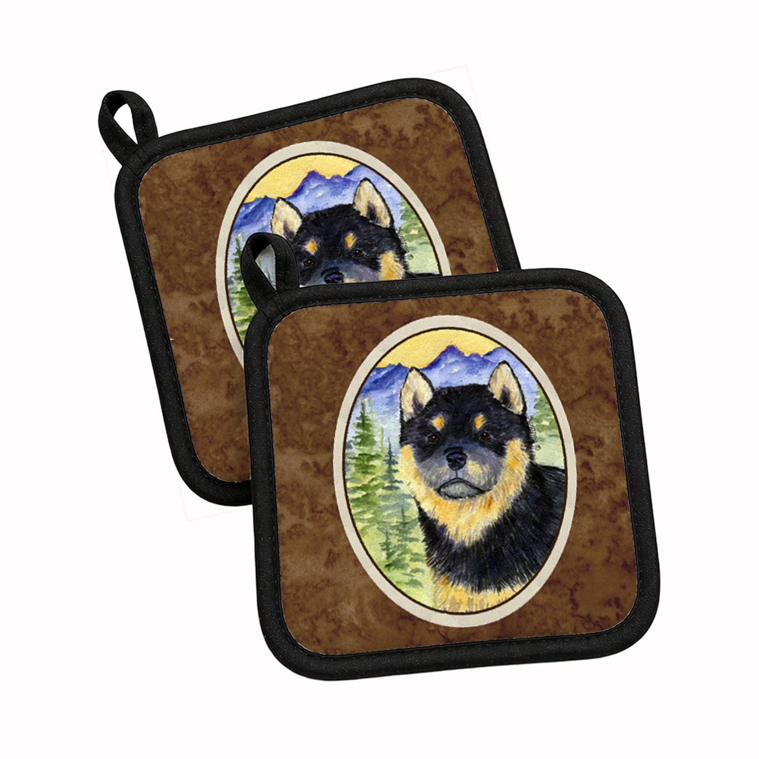 Shiba Inu Pot Holder Set of 2 Heat Resistant Quilted Hot Pads 7.5 x 7.5 Inch, Insulated Kitchen Trivets for Cooking & Baking