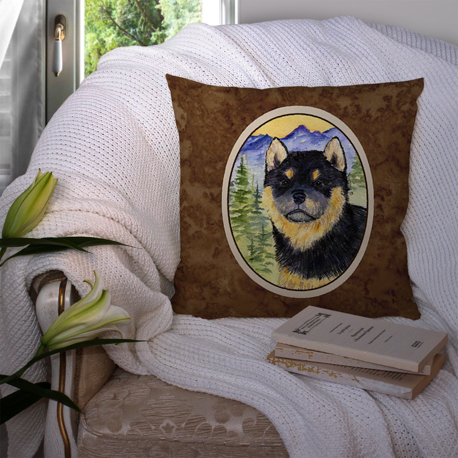 Shiba Inu Decorative Throw Pillow 14x14 Indoor Outdoor Accent Cushion, Fabric Cover with Insert for Sofa, Bed, Porch & Living Room