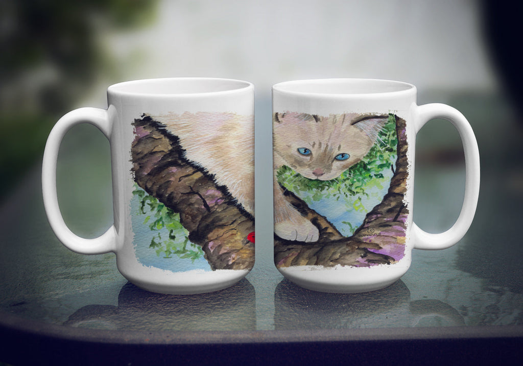 Cat - Birman Ceramic Coffee Mug 15 oz Decorative Large C Handle Mug Cup for Tea, Cocoa Hot Chocolate