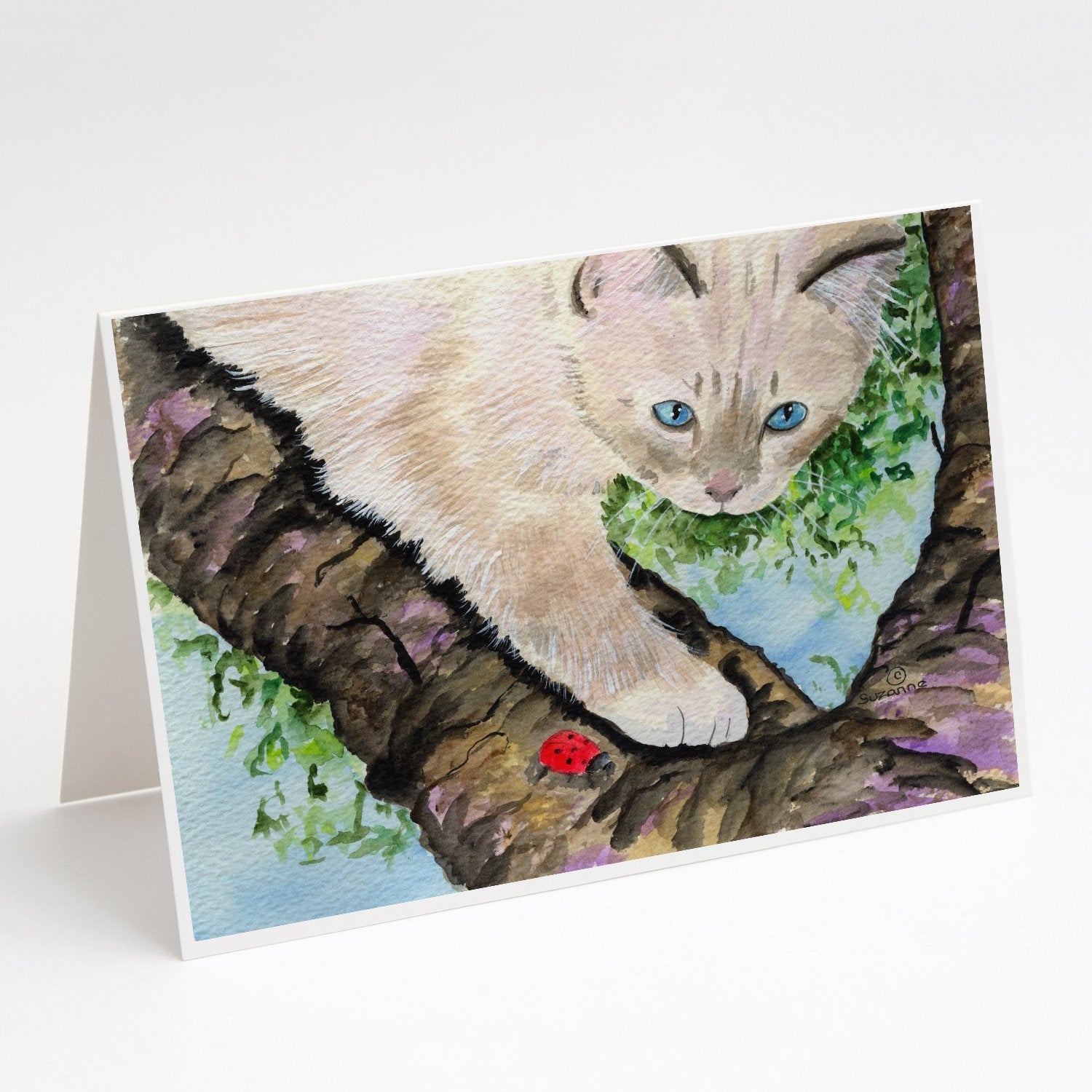 Cat - Birman Greeting Cards Pack of 8 Blank Cards with Envelopes Whimsical A7 Size 5x7