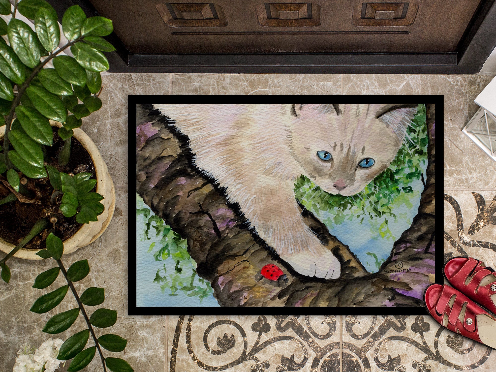 Cat - Birman Doormat Indoor Outdoor 24H X 36W Front Door Mat Rugs for Entryway, Non Slip Washable Low Pile,