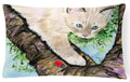 Cat - Birman Decorative Throw Pillow 12x16 Indoor Outdoor Accent Cushion, Fabric Cover with Insert for Sofa, Bed, Porch & Living Room